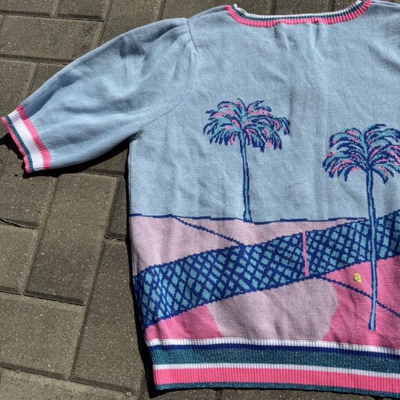 Lilly Pulitzer Vivie Sweater Palm Tree Knit Pullover Blue Pink Women NWT $148 XL - Picture 8 of 14